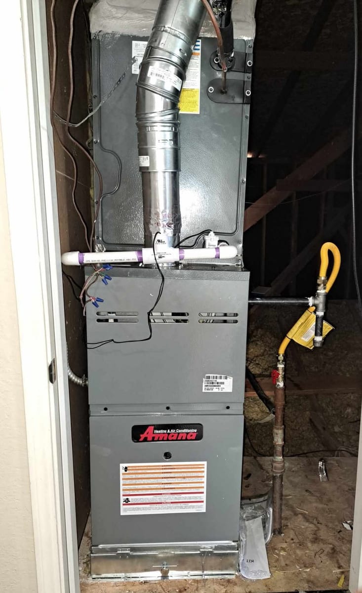 New Amana gas furnace installation