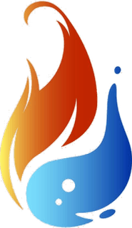 Ashmore Premium Air, LLC logo — flame and water droplet